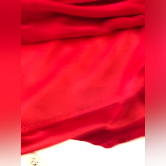 Praise Hymn Fashion Glitter Knit Asymmetrical Top with Split Flare Sleeve Red 3X - Picture 9 of 15